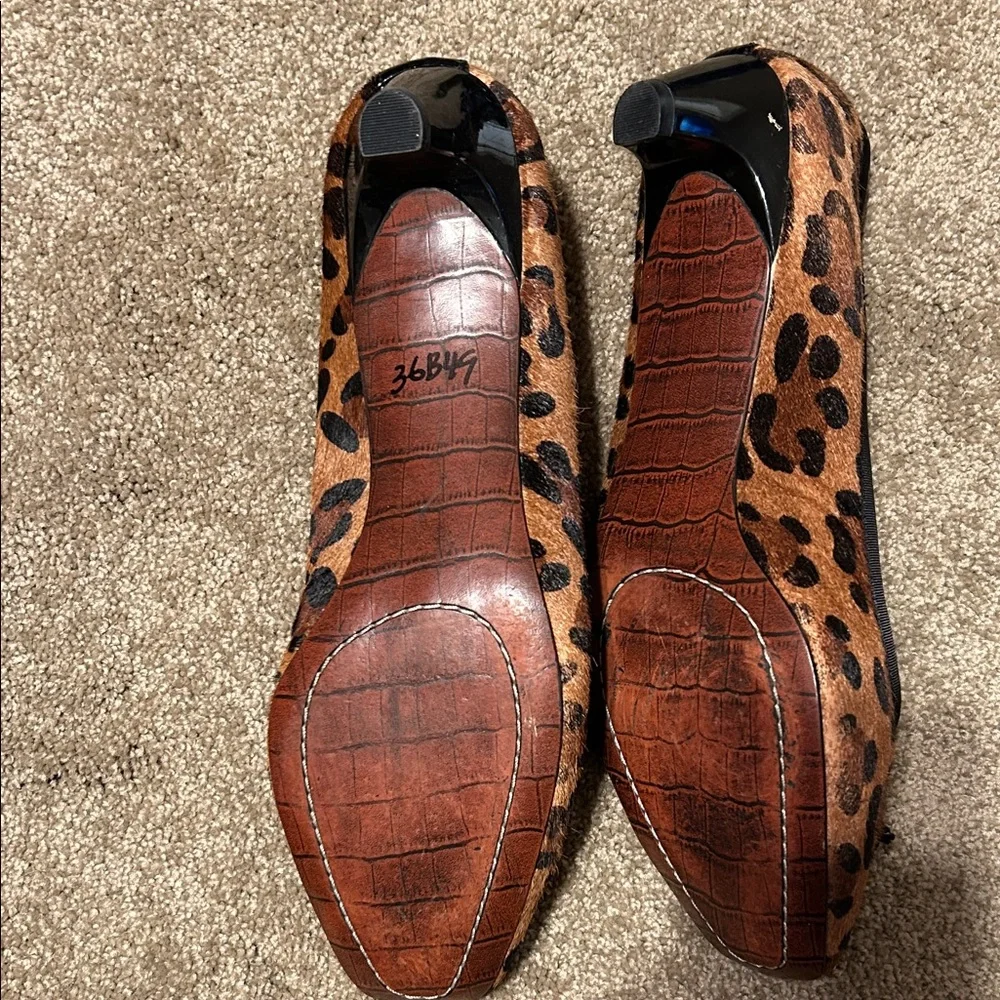 Sam Edelman Animal Real Cowhide Hair and Leather/ Print Flats with Black Accents - Picture 2 of 4